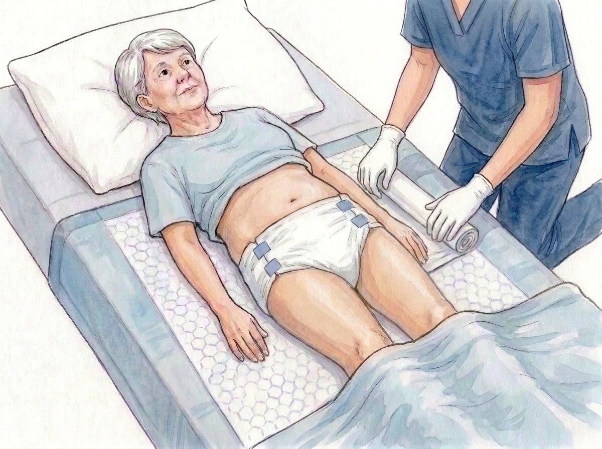 8. Dérouler la partie passée sous la personne, ajuster des deux côtés